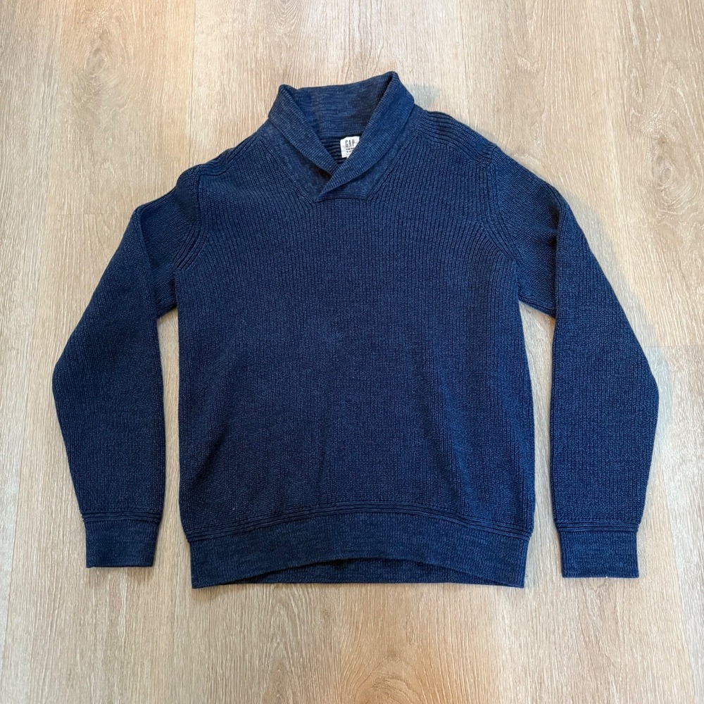 Gap‎ Fisherman Ribbed Chunky Cable Knit Shawl Neck Sweater Men's L Shawl Neck